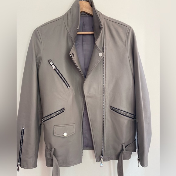 Leather Jacket, Light grey, sheepskin, brand new. Size M - Picture 5 of 5